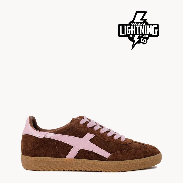 Goodsole Crossroads Coffee Soft Suede / Candy Pink Leather | Merchants Homewares