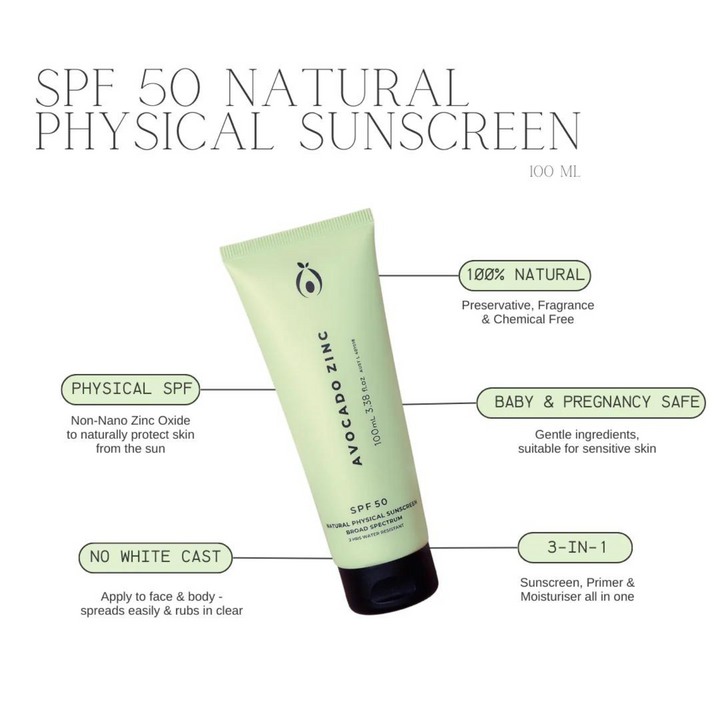 Avocado Zinc SPF 50 Natural Physical Sunscreen Benefits | Merchants Homewares