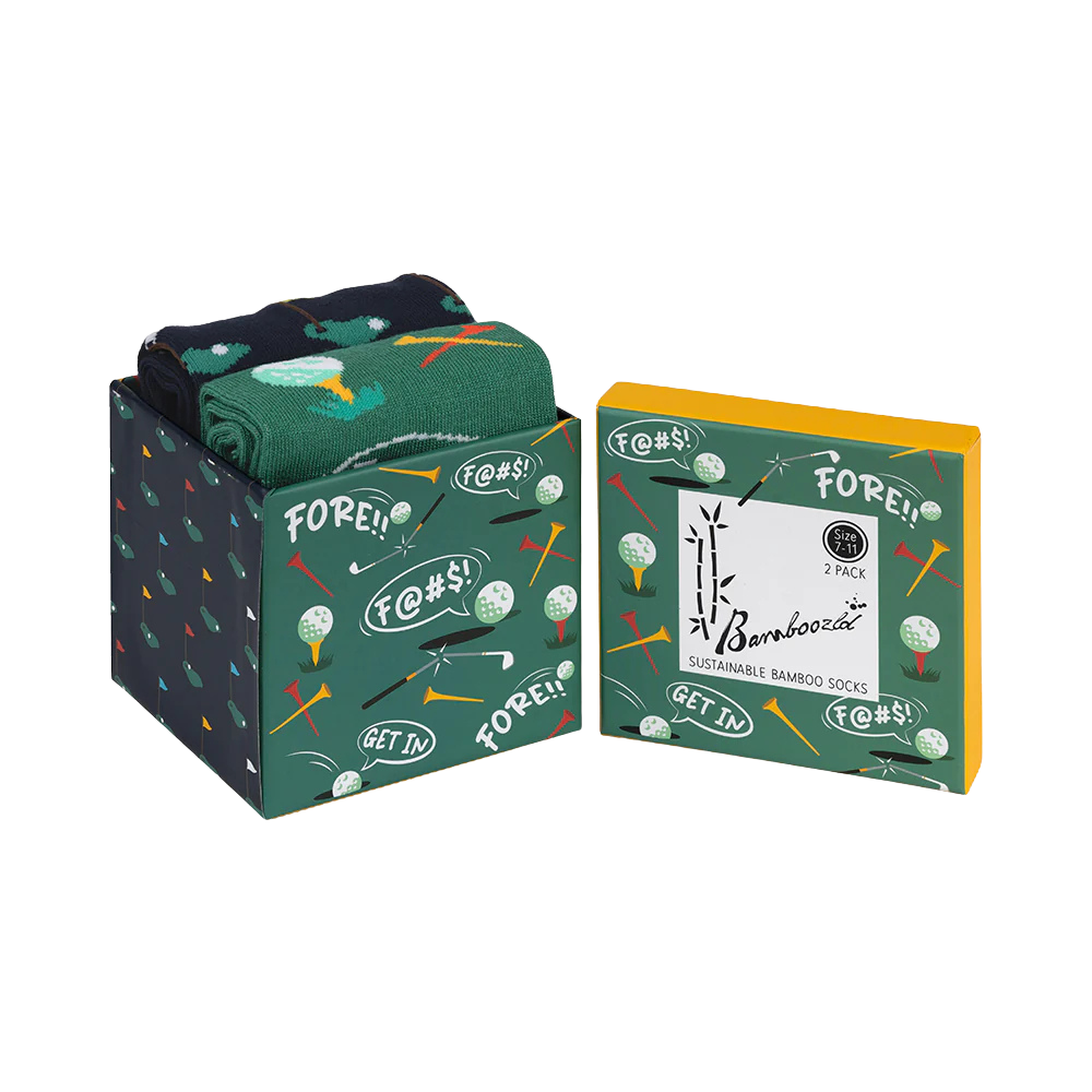 Bamboozld Mens 2pk Sock Gift Box Golf Fore | Merchants Homewares