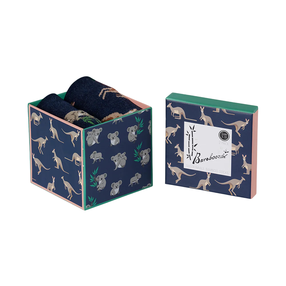 Bamboozld Mens 2pk Sock Gift Box Native Animals | Merchants Homewares