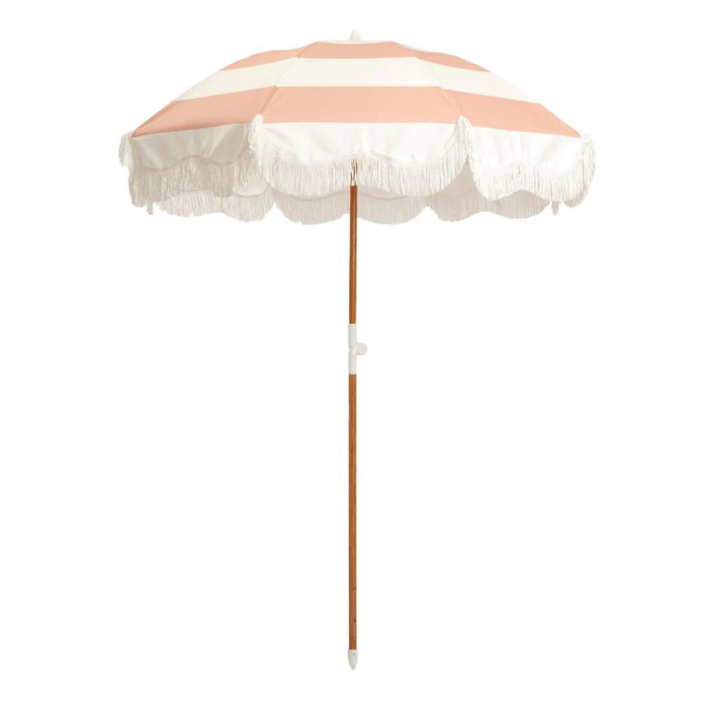 Business & Pleasure Co Holiday Umbrella Pink Capri Stripe | Merchants Homewares