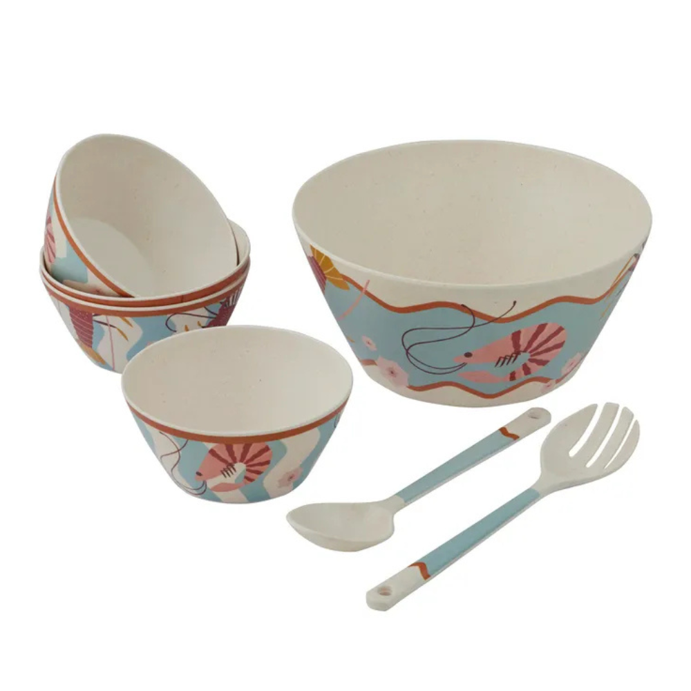 Coast To Coast Shack 7 Piece Bamboo Fibre Salad Set | Merchants Homewares