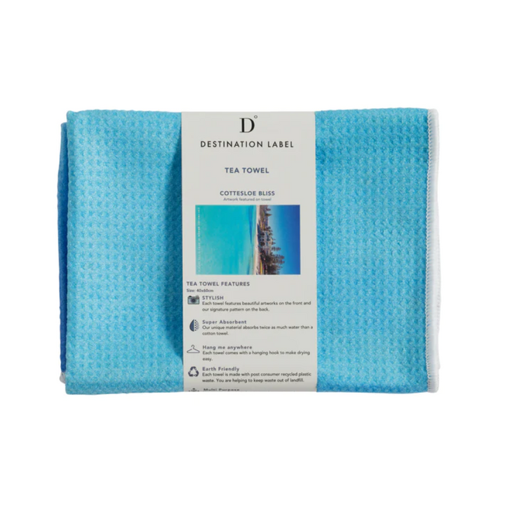 Destination Label Tea Towel Cottesloe Bliss Packaged | Merchants Homewares