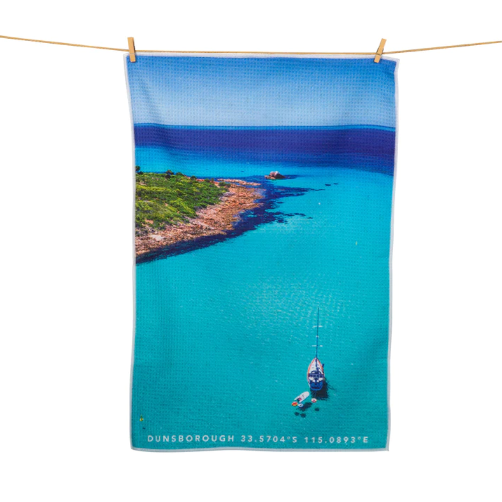 Destination Label Tea Towel Pristine Dunsborough Open | Merchants Homewares
