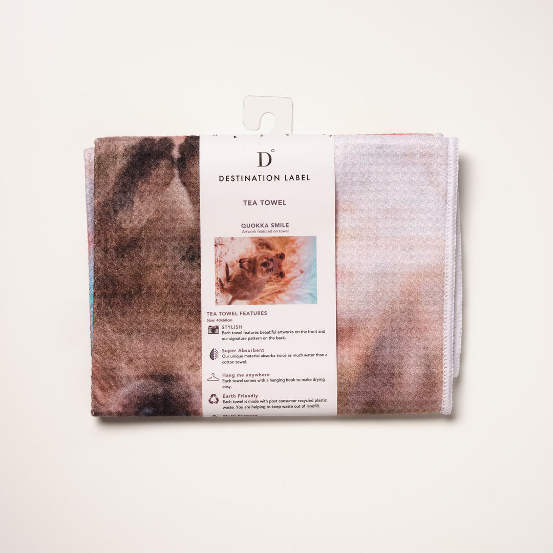 Destination Label Tea Towel Quokka Smile | Merchants Homewares