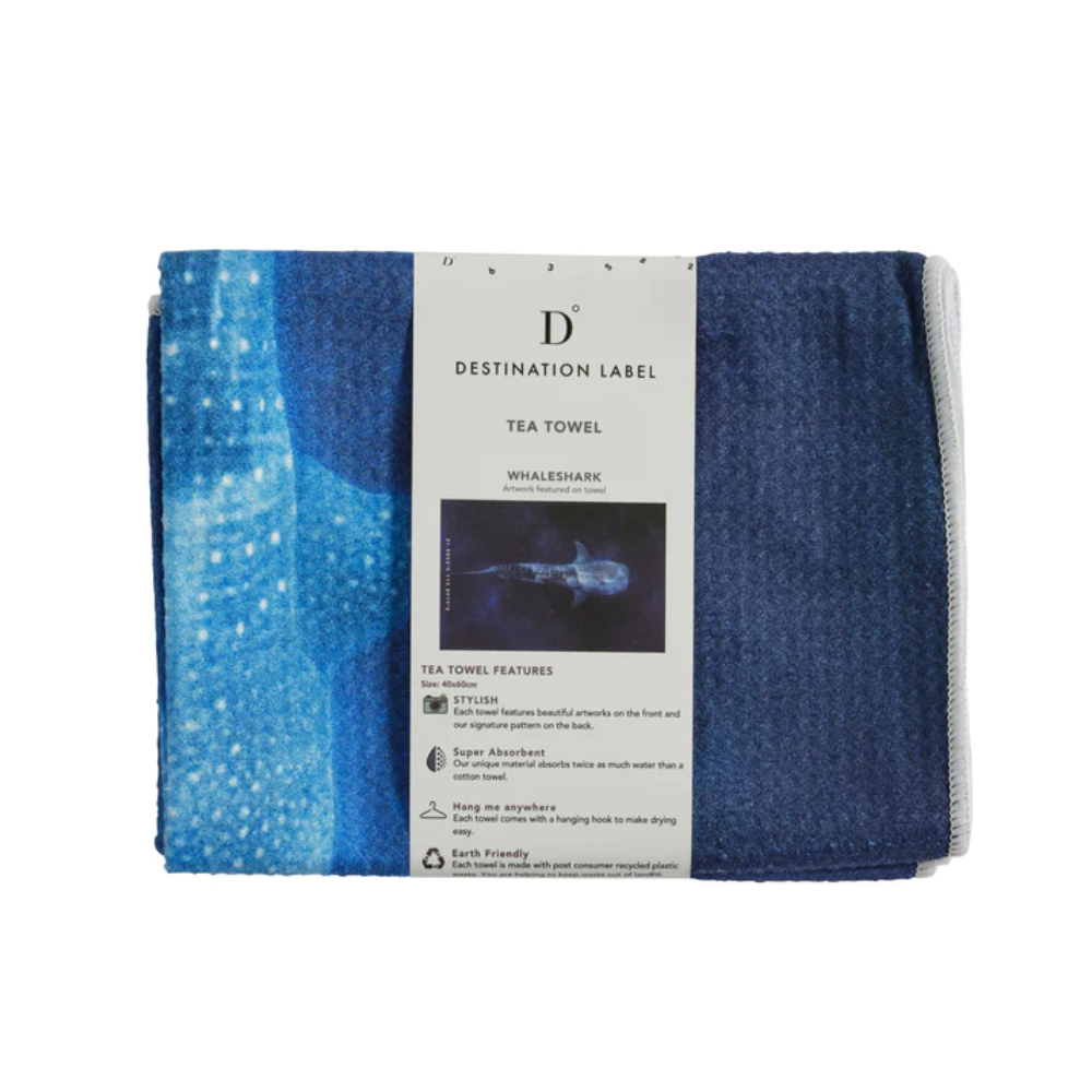 Destination Label Tea Towel Whaleshark Packaged | Merchants Homewares