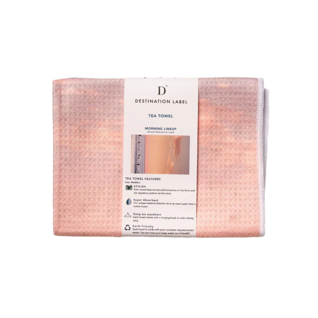 Destination Label Tea Towel Morning Lineup | Merchants Homewares