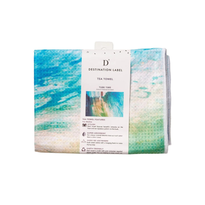 Destination Label Tea Towel Tube Time | Merchants Homewares