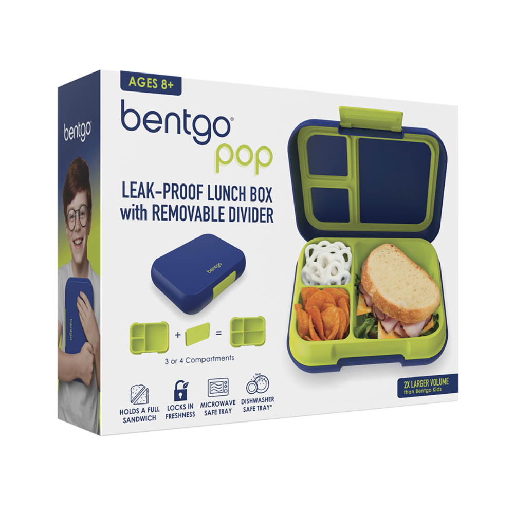 Donaldson Enterprises Bentgo Pop Lunch Box Navy Blue/Chartreuse Packaging | Merchants Homewares