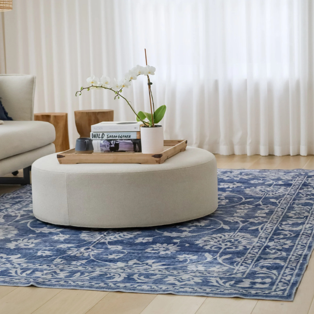 Fab Habitat Machine Washable Rug Megan Blue Lifestyle | Merchants Homewares