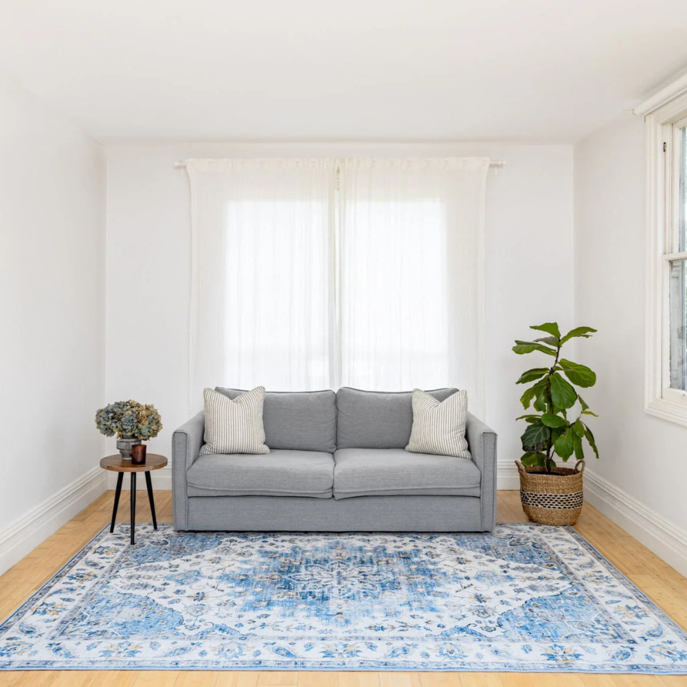 Fab Habitat Non Slip Rug Conrad Blue Lifestyle | Merchants Homewares