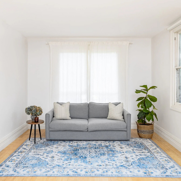 Fab Habitat Non Slip Rug Conrad Blue Lifestyle | Merchants Homewares
