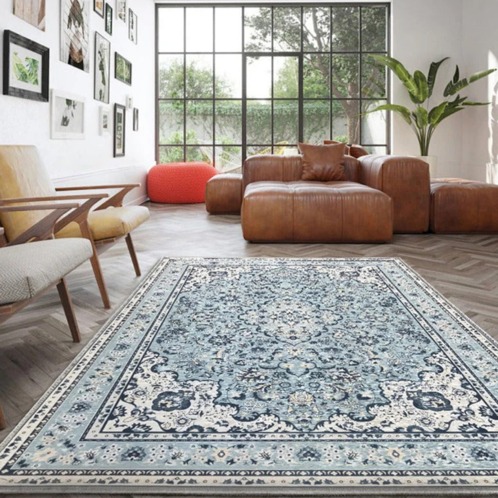 Fab Habitat Non Slip Rug Rayie Blue Lifestyle | Merchants Homewares