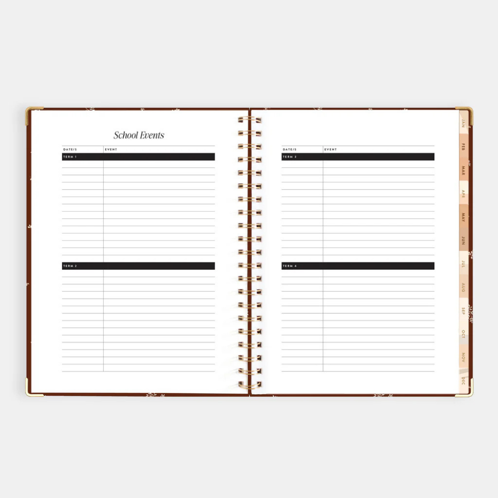 Fox & Fallow 2026 A4 Academic Vertical Planner Raspberry Open | Merchants Homewares