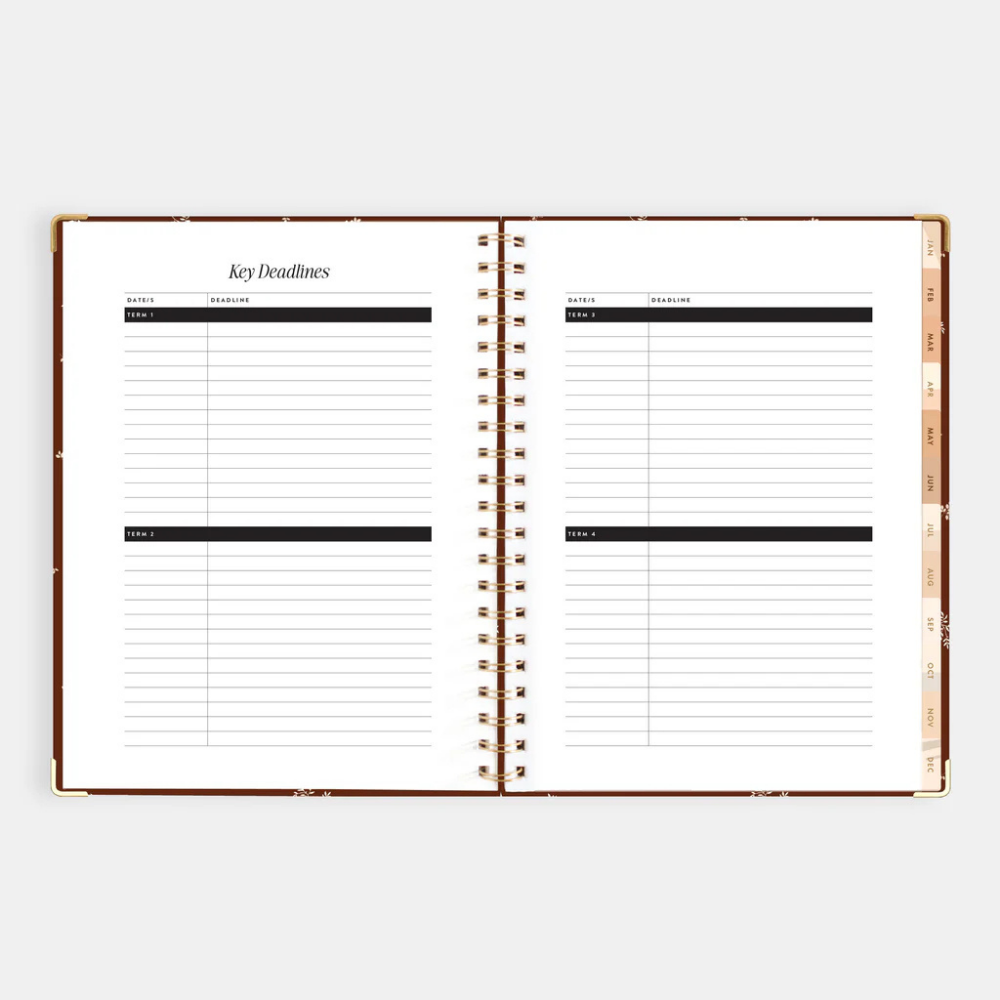 Fox & Fallow 2026 A4 Academic Vertical Planner Raspberry Open | Merchants Homewares