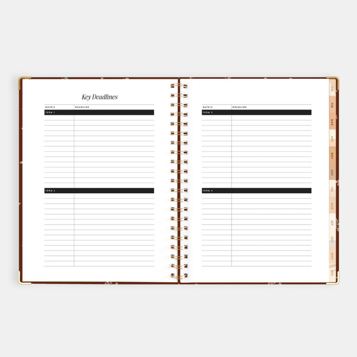 Fox & Fallow 2026 A4 Academic Vertical Planner Raspberry Open | Merchants Homewares