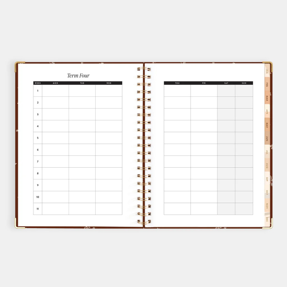 Fox & Fallow 2026 A4 Academic Vertical Planner Raspberry Open | Merchants Homewares