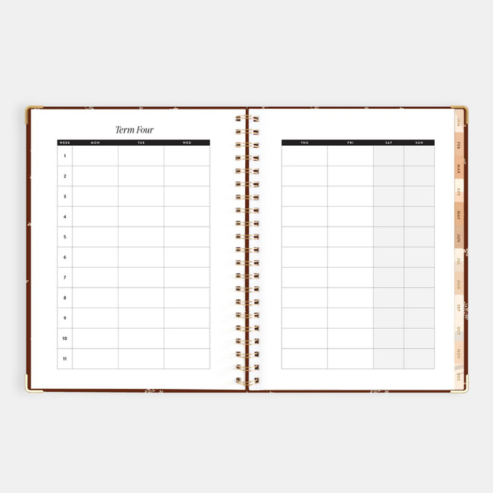 Fox & Fallow 2026 A4 Academic Vertical Planner Raspberry Open | Merchants Homewares