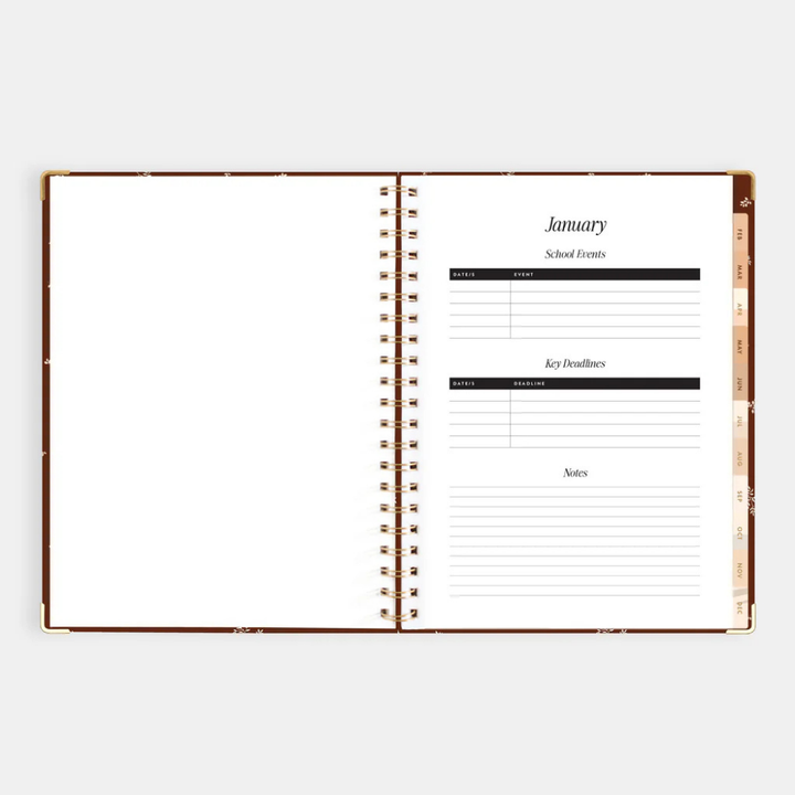 Fox & Fallow 2026 A4 Academic Vertical Planner Raspberry Open | Merchants Homewares