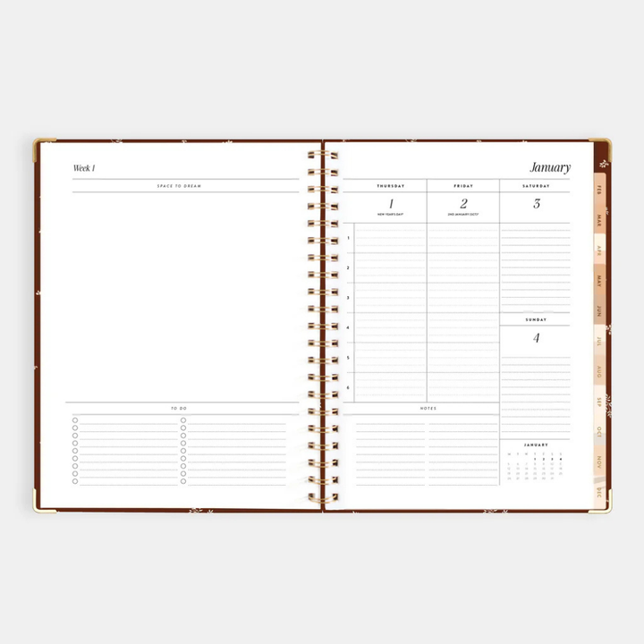 Fox & Fallow 2026 A4 Academic Vertical Planner Raspberry Open | Merchants Homewares