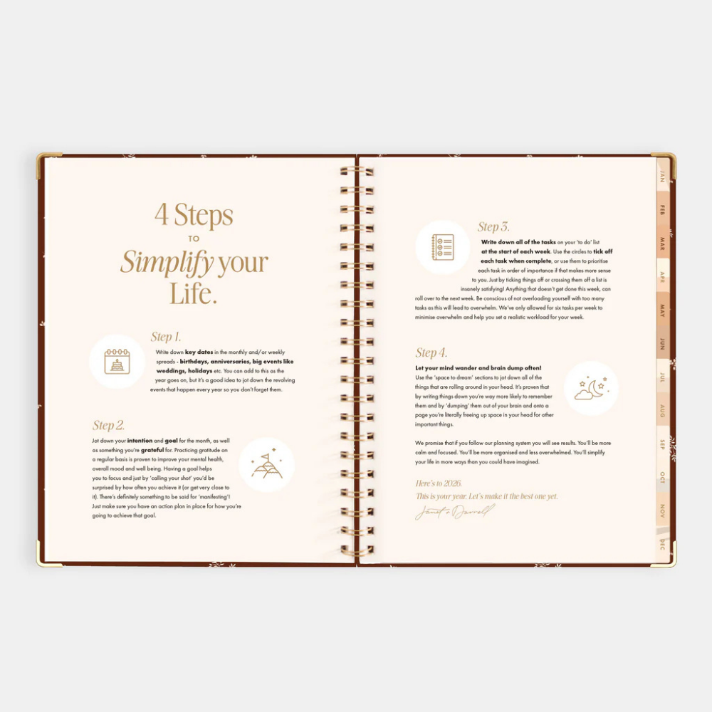 Fox & Fallow 2026 A4 Academic Vertical Planner Raspberry Open | Merchants Homewares