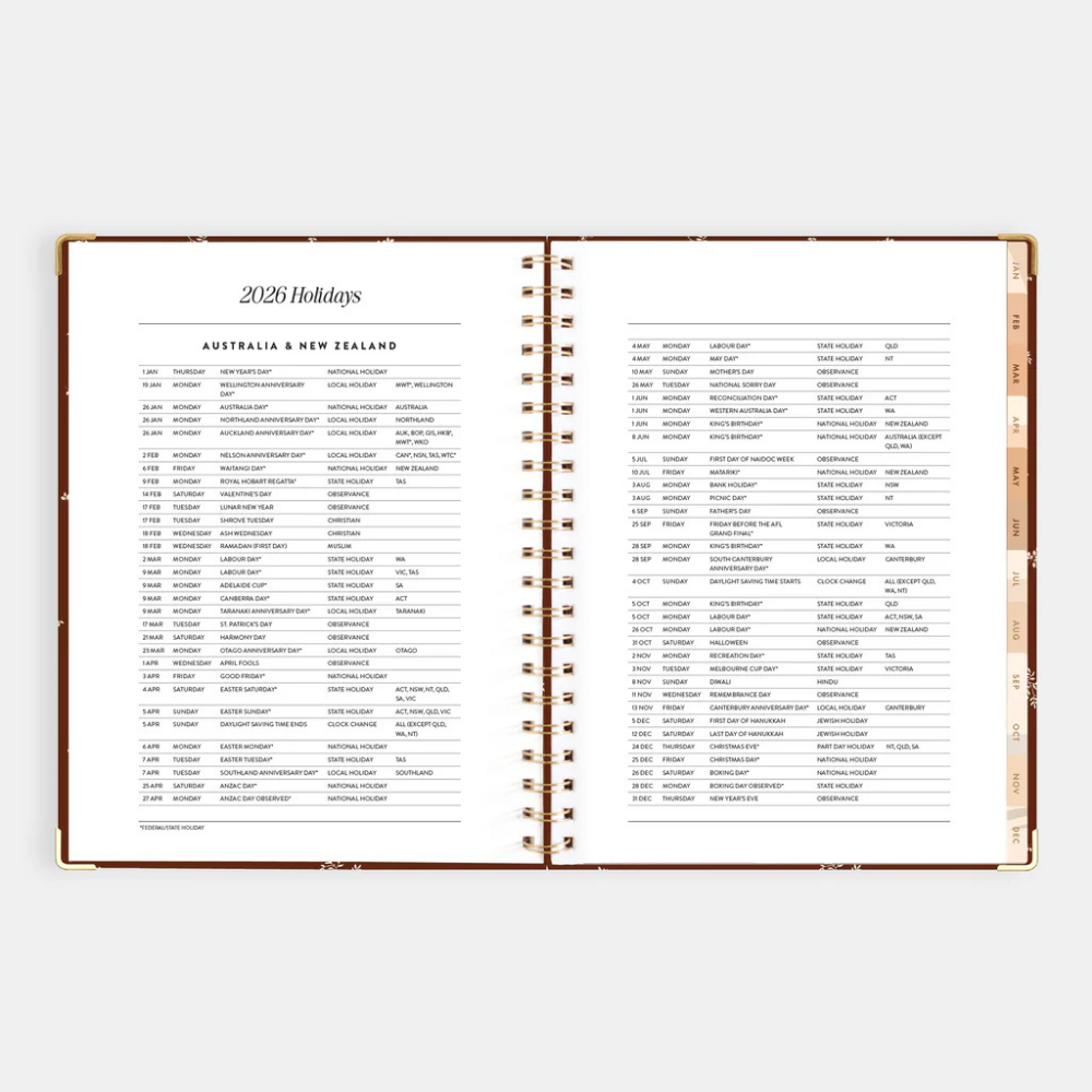Fox & Fallow 2026 A4 Academic Vertical Planner Raspberry Open | Merchants Homewares