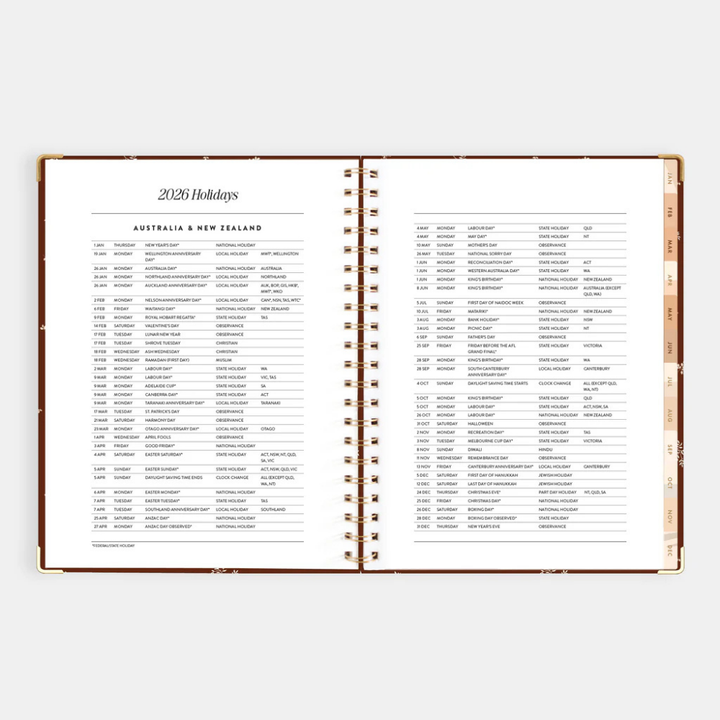 Fox & Fallow 2026 A4 Academic Vertical Planner Raspberry Open | Merchants Homewares