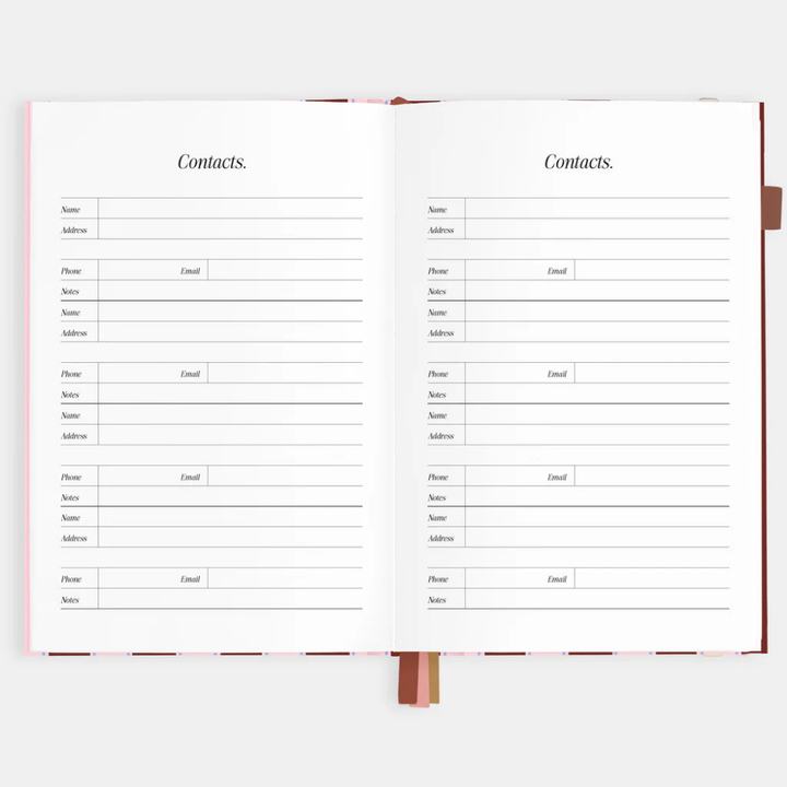 Fox & Fallow 2026 A5 Vertical Planner Burgundy Stripe Open | Merchants Homewares