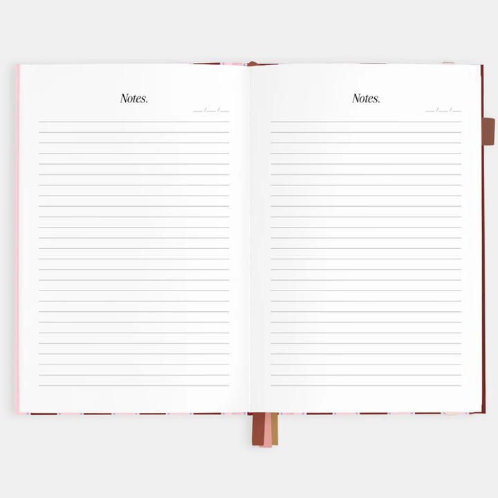 Fox & Fallow 2026 A5 Vertical Planner Burgundy Stripe Open | Merchants Homewares