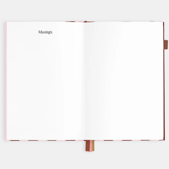 Fox & Fallow 2026 A5 Vertical Planner Burgundy Stripe Open | Merchants Homewares