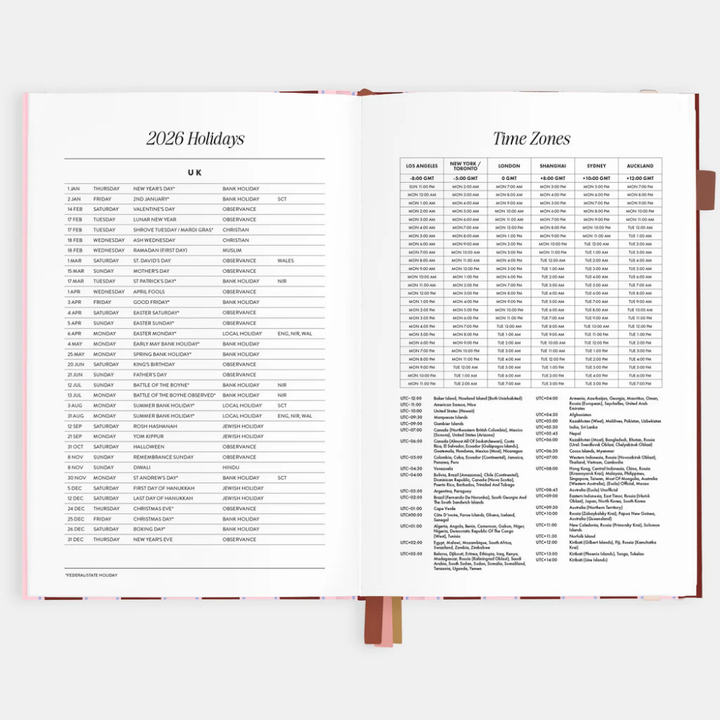 Fox & Fallow 2026 A5 Vertical Planner Burgundy Stripe Open | Merchants Homewares