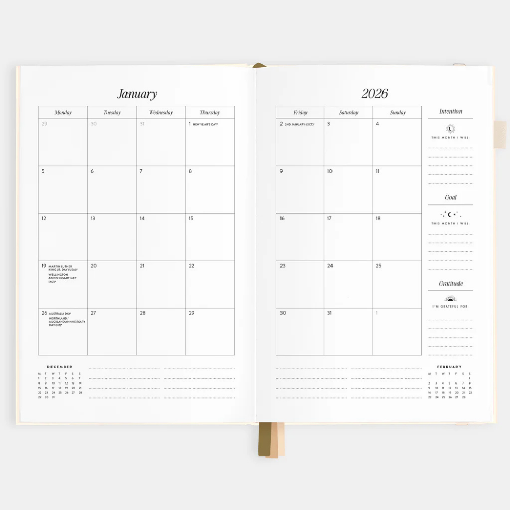 Fox & Fallow 2026 A5 Vertical Planner Creme Open | Merchants Homewares