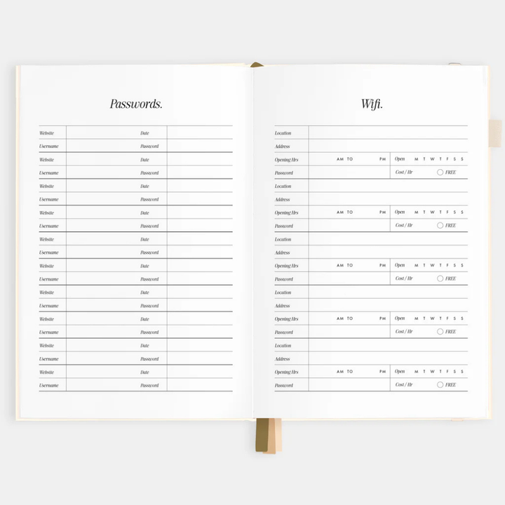 Fox & Fallow 2026 A5 Vertical Planner Creme Open | Merchants Homewares