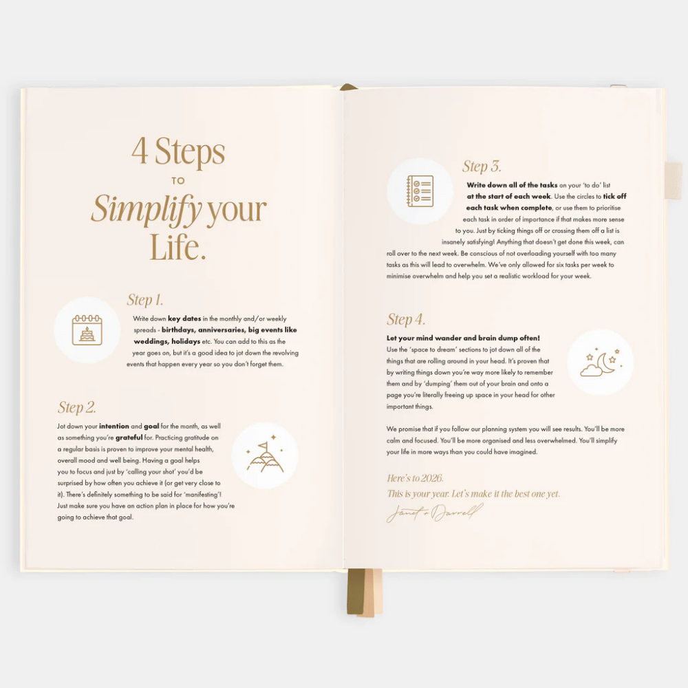 Fox & Fallow 2026 A5 Vertical Planner Creme Open | Merchants Homewares