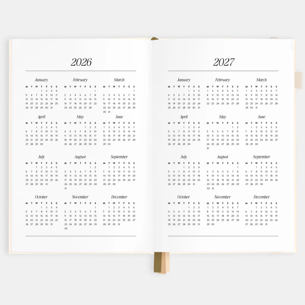 Fox & Fallow 2026 A5 Vertical Planner Creme Open | Merchants Homewares