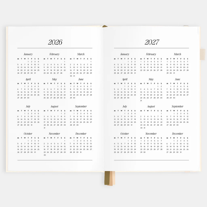Fox & Fallow 2026 A5 Vertical Planner Creme Open | Merchants Homewares
