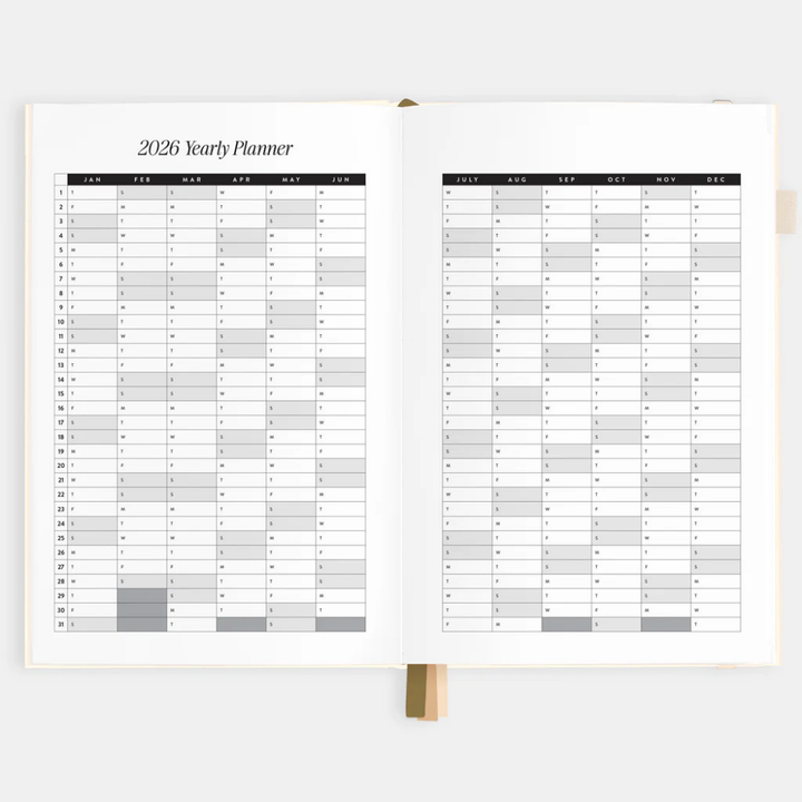 Fox & Fallow 2026 A5 Vertical Planner Creme Open | Merchants Homewares