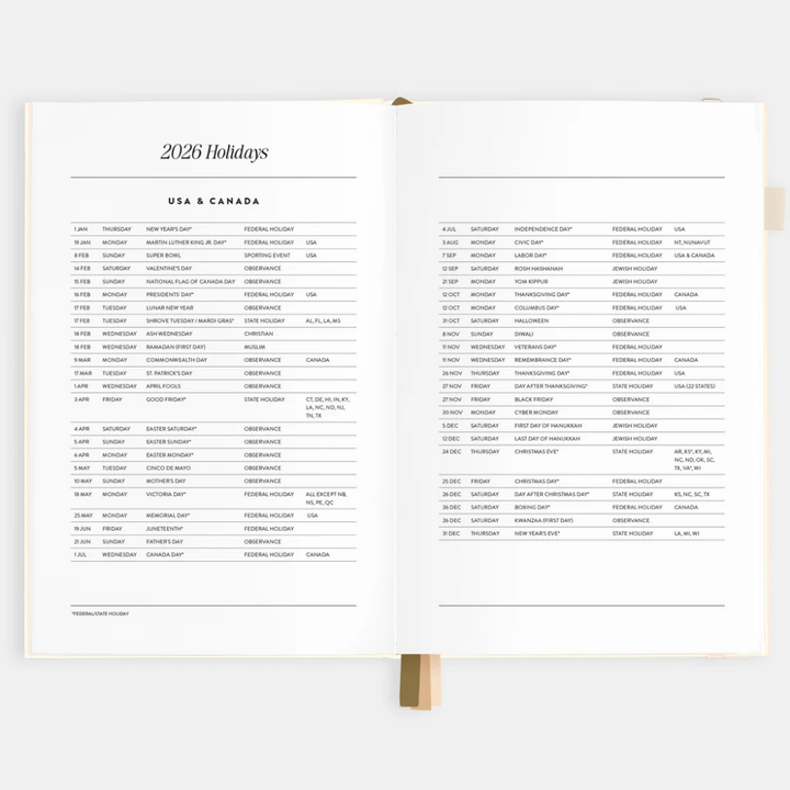 Fox & Fallow 2026 A5 Vertical Planner Creme Open | Merchants Homewares