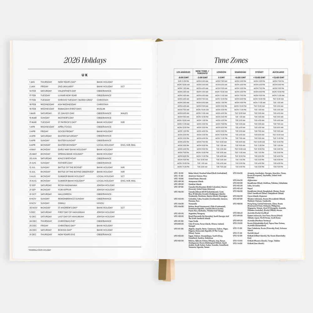 Fox & Fallow 2026 A5 Vertical Planner Creme Open | Merchants Homewares