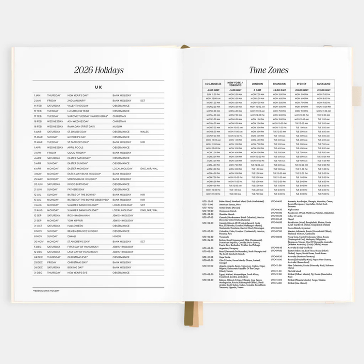 Fox & Fallow 2026 A5 Vertical Planner Creme Open | Merchants Homewares
