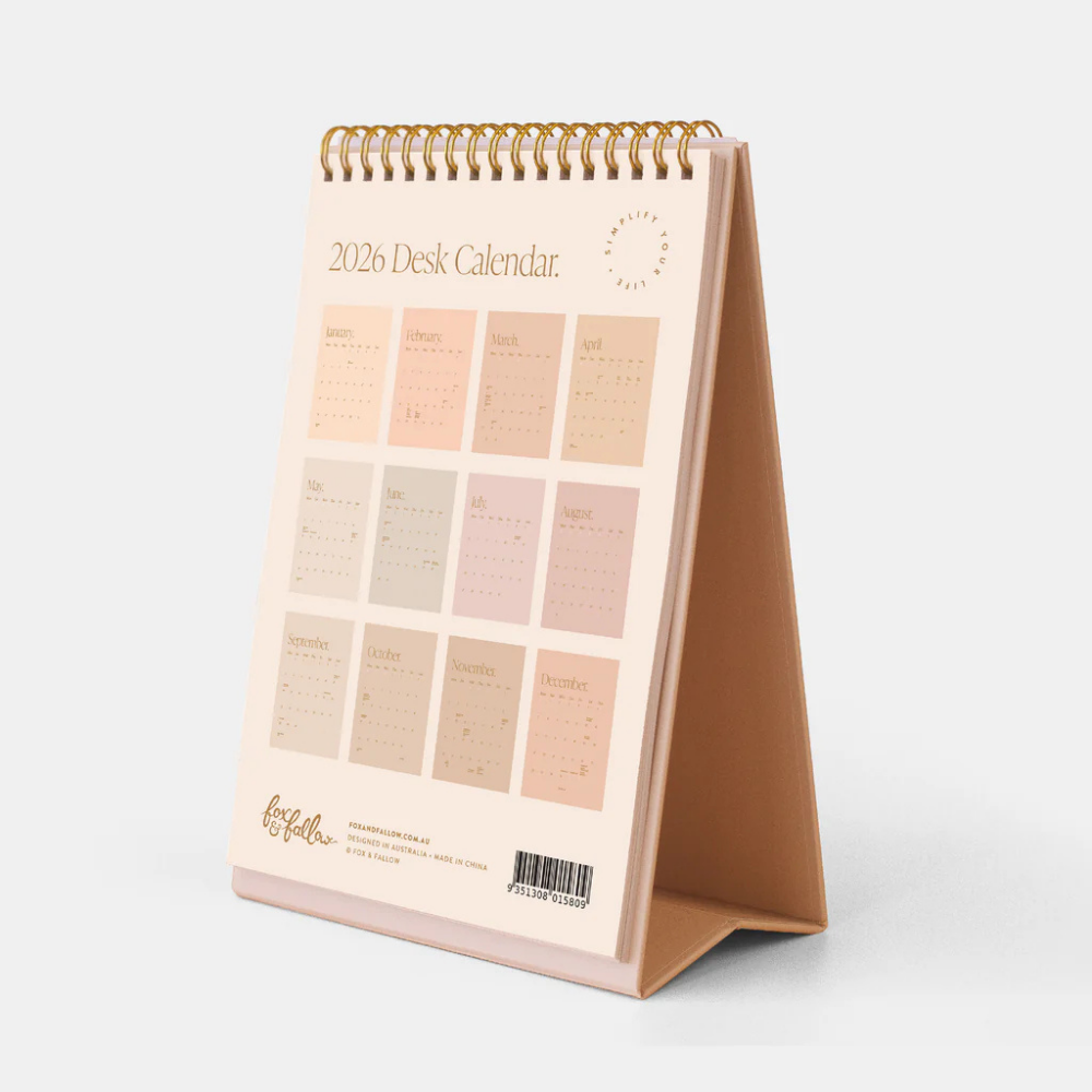 Fox & Fallow 2026 Minimal Desk Calendar Open | Merchants Homewares