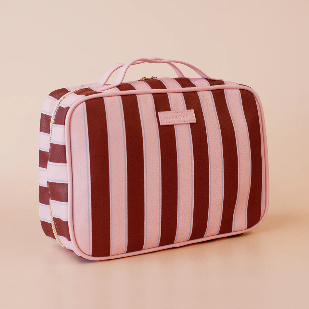 Fox & Fallow Cosmetic Bag Burgundy Stripe | Merchants Homewares