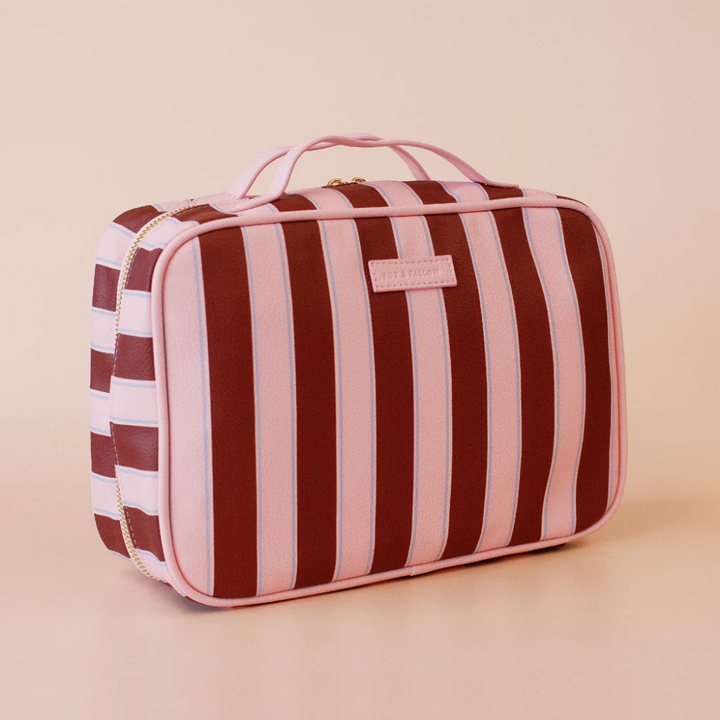 Fox & Fallow Cosmetic Bag Burgundy Stripe | Merchants Homewares