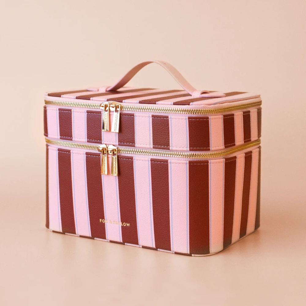 Fox & Fallow Vanity Case Burgundy Stripe | Merchants Homewares