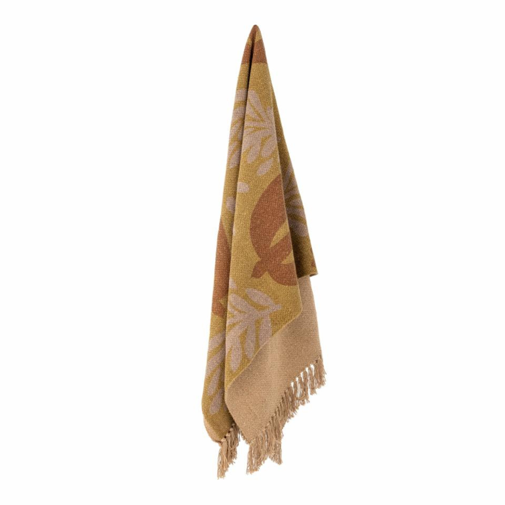 French Bazaar Bloomingville Lark Throw Yellow Recycled Cotton | Merchants Homewares