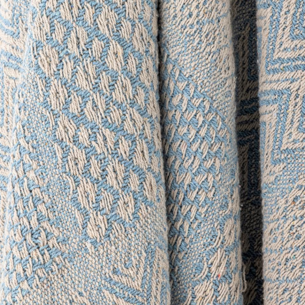 French Bazaar Bloomingville Rodion Throw Blue Recycled Cotton Close Up | Merchants Homewares