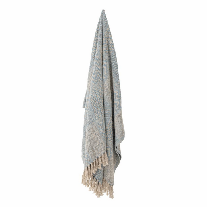 French Bazaar Bloomingville Rodion Throw Blue Recycled Cotton | Merchants Homewares
