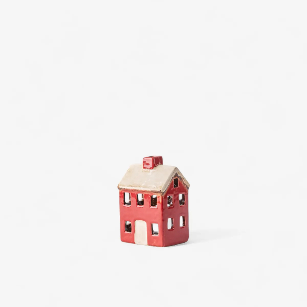 French Country Collection Alsace Petite Tea Light Chalet Red Cream | Merchants Homewares