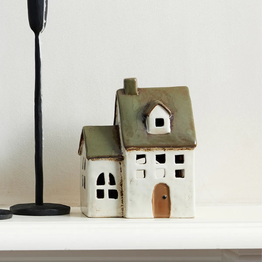 French Country Collection Alsace Tea Light Chapel Olive Green Lifestyle | Merchants Homewares