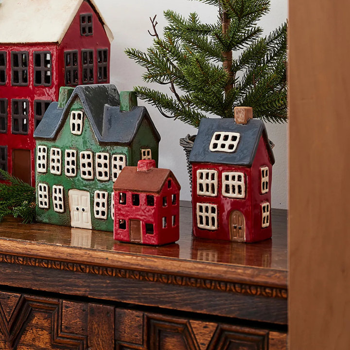 French Country Collection Alsace Tea Light House Navy Roof Lifestyle | Merchants Homewares